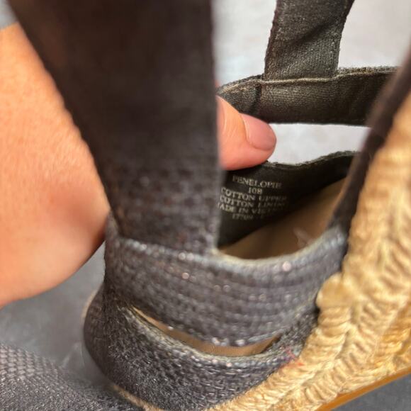 Lauren Ralph Lauren Penelopie Wedge Espadrille Sandals Black Size 10 - Picture 7 of 8